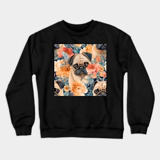 Cute Pug & Flowers Coffee Mug Crewneck Sweatshirt